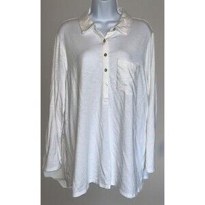 NWT J. JILL Shirt (1X) Henley Neckline Cotton Light Spring Summer Womens Tunic